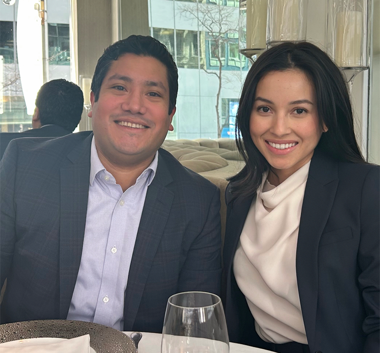 Jessica at dinner with a colleague